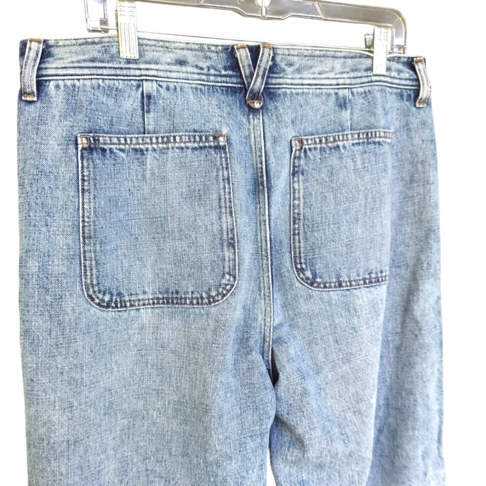 Like New Point Sur Wide Leg High Rise Denim With Distressed Raw Hem